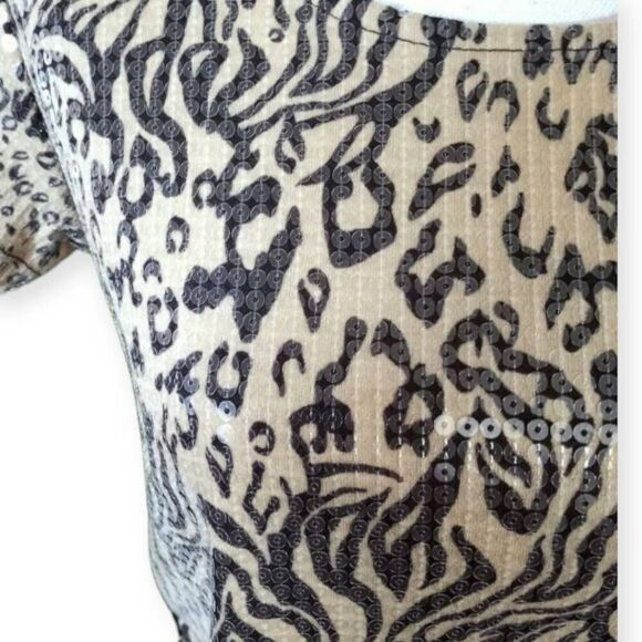 MATERIAL GIRL SEQUIN LEOPARD PRINT T-SHIRT SZ.S EUC. - Picture 2 of 5